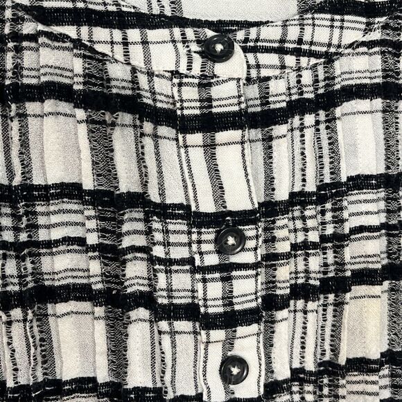 Anthropologie Women's Blouse Size 10 Black Plaid Tunic Button Down Wool Blend - Picture 3 of 10